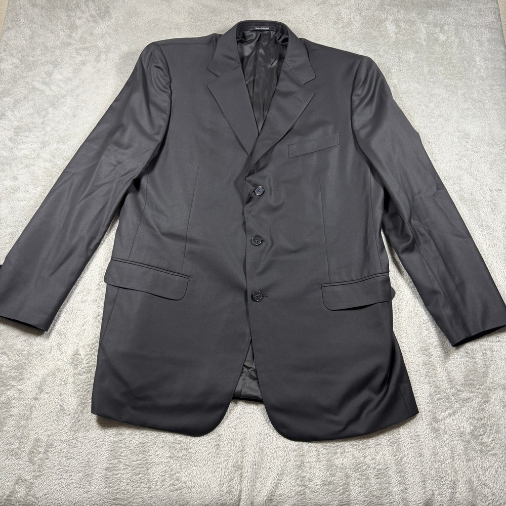 Ermenegildo Zegna Blazer Mens 58L Black 100% Wool 3-Button Suit Jacket